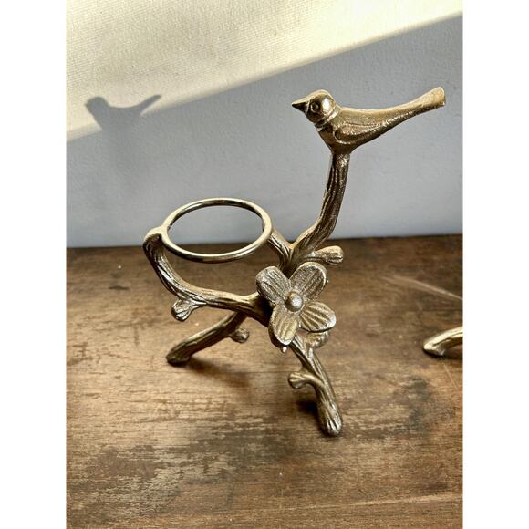 Vintage Pair of Metal Flora & Fauna Votive Candleholders | Cottagecore - Picture 4 of 5